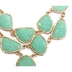 Mint Druzy Stone Link Bib Necklace